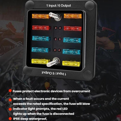 6-Way Waterproof Fuse Box With LED Indicator And Sticker(ZH-1704A1) - Fuse by buy2fix | Online Shopping UK | buy2fix