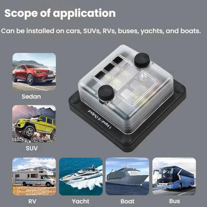 6-Way Waterproof Fuse Box With LED Indicator And Sticker(ZH-1704A1) - Fuse by buy2fix | Online Shopping UK | buy2fix