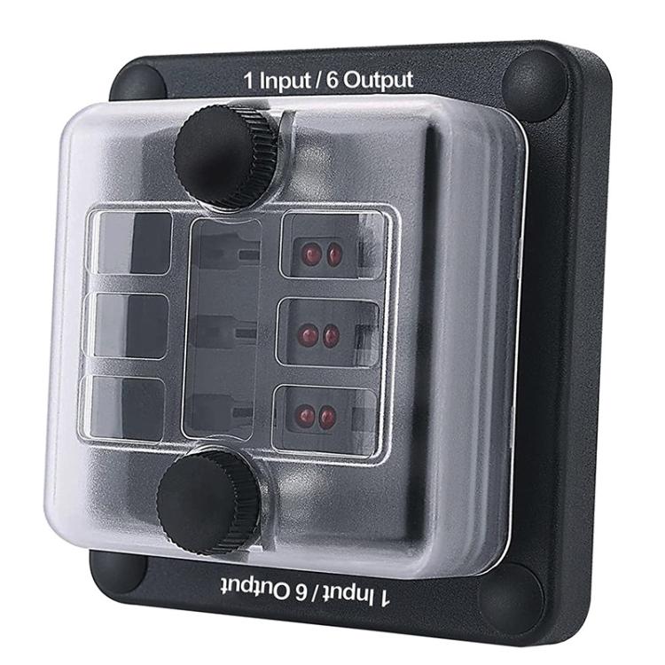 6-Way Waterproof Fuse Box With LED Indicator And Sticker(ZH-1704A1) - Fuse by buy2fix | Online Shopping UK | buy2fix