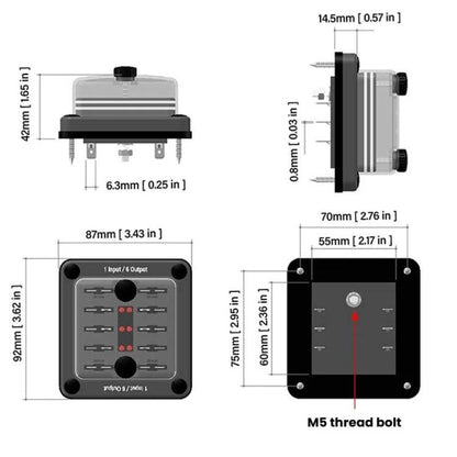 6-Way Waterproof Fuse Box With LED Indicator And Sticker(ZH-1704A1) - Fuse by buy2fix | Online Shopping UK | buy2fix
