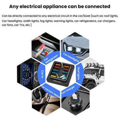 6-Way Waterproof Fuse Box With LED Indicator And Sticker(ZH-1704A1) - Fuse by buy2fix | Online Shopping UK | buy2fix