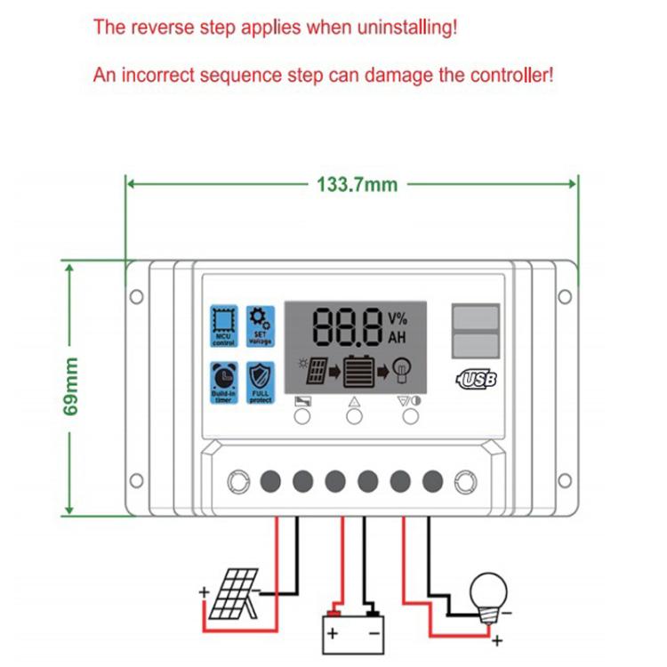 10A 12V 24V 11.1V Solar Controller PV Solar Charge Controller - Others by buy2fix | Online Shopping UK | buy2fix
