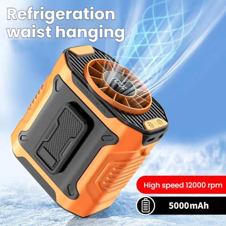 Portable Outdoor Hanging Waist Fan 100 Speeds Cooling Camping Neck Fan Long Life Charging Cooler(Orange) - Electric Fans by buy2fix | Online Shopping UK | buy2fix