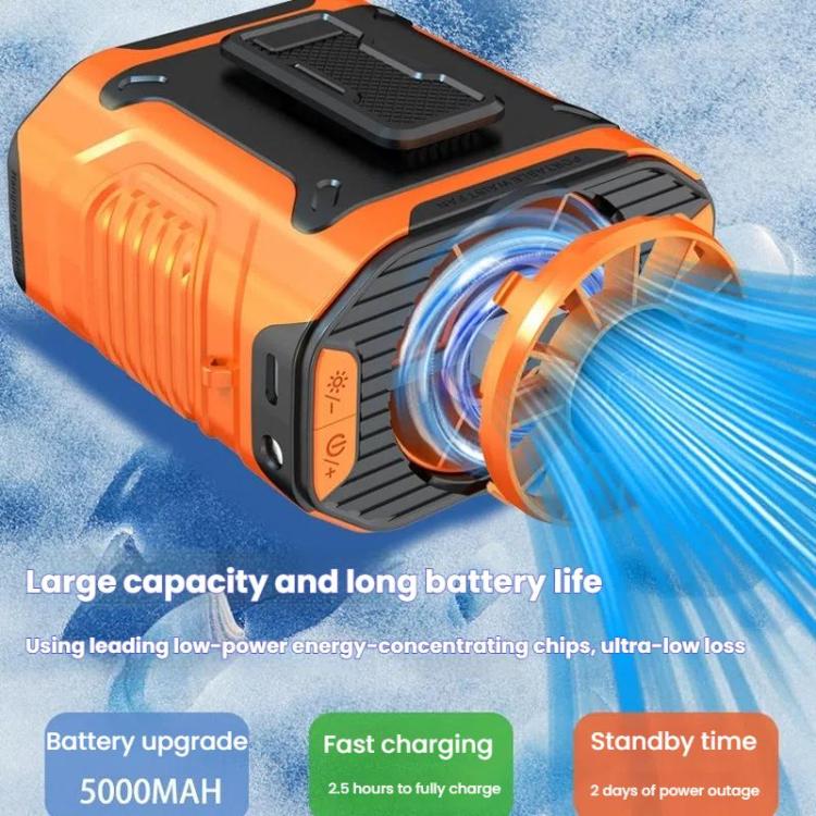 Portable Outdoor Hanging Waist Fan 100 Speeds Cooling Camping Neck Fan Long Life Charging Cooler(Black) - Electric Fans by buy2fix | Online Shopping UK | buy2fix