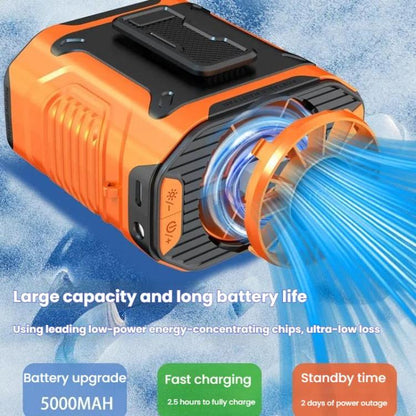 Portable Outdoor Hanging Waist Fan 100 Speeds Cooling Camping Neck Fan Long Life Charging Cooler(Black) - Electric Fans by buy2fix | Online Shopping UK | buy2fix