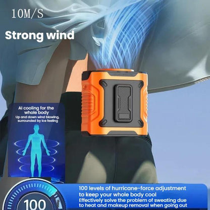 Portable Outdoor Hanging Waist Fan 100 Speeds Cooling Camping Neck Fan Long Life Charging Cooler(Orange) - Electric Fans by buy2fix | Online Shopping UK | buy2fix