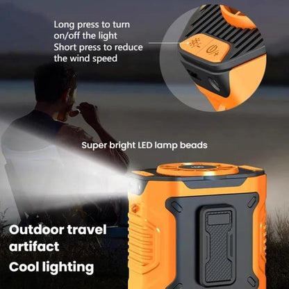 Portable Outdoor Hanging Waist Fan 100 Speeds Cooling Camping Neck Fan Long Life Charging Cooler(Orange) - Electric Fans by buy2fix | Online Shopping UK | buy2fix
