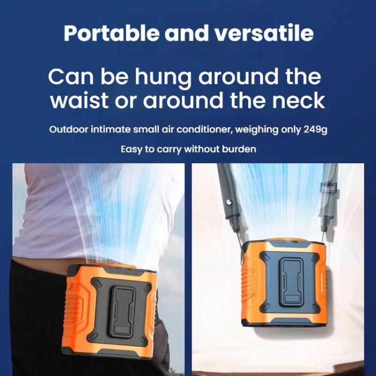 Portable Outdoor Hanging Waist Fan 100 Speeds Cooling Camping Neck Fan Long Life Charging Cooler(Orange) - Electric Fans by buy2fix | Online Shopping UK | buy2fix