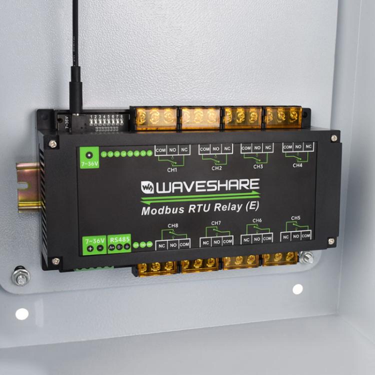 Waveshare Modbus RTU Protocol Rail-Mounted Case 8-Way RS485 30A High-Current Relay Module(30459) - Relay Module by Waveshare | Online Shopping UK | buy2fix