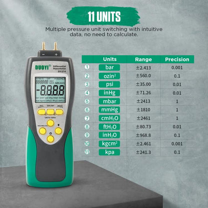 DUOYI Digital Brake Vacuum Pump Measuring Gauge Differential Pressure Gauge(DY27A English) - Electronic Test by DUOYI | Online Shopping UK | buy2fix