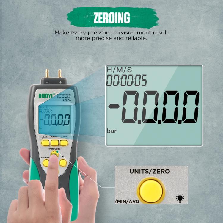 DUOYI Digital Brake Vacuum Pump Measuring Gauge Differential Pressure Gauge(DY27A English) - Electronic Test by DUOYI | Online Shopping UK | buy2fix