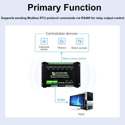 Waveshare Modbus RTU Protocol 8-Ch Latching Relay Module (C) With RS485 Interface(30460) - Relay Module by Waveshare | Online Shopping UK | buy2fix