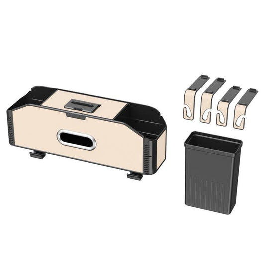 Car Seat Back Multifunctional Storage Box Pouch Phone Holder(Beige Leather) - Stowing Tidying by buy2fix | Online Shopping UK | buy2fix