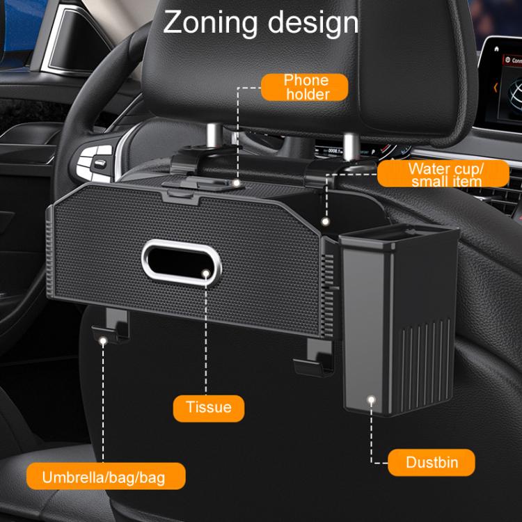 Car Seat Back Multifunctional Storage Box Pouch Phone Holder(Black Leather) - Stowing Tidying by buy2fix | Online Shopping UK | buy2fix