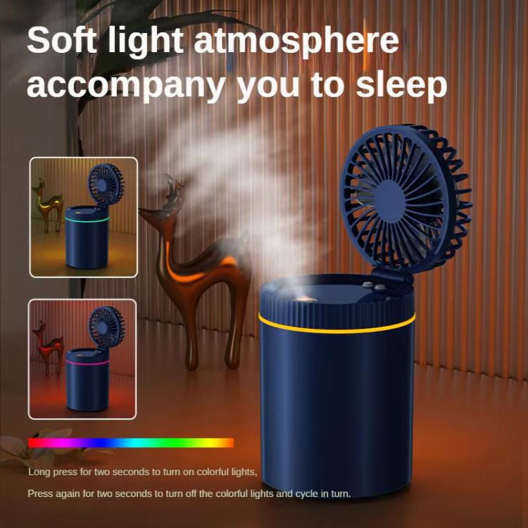F98 Spray Cooling Desktop Small Fan Bedroom Office Portable Humidifier With Colored Lights, Color: Plug-in (Blue) - Electric Fans by buy2fix | Online Shopping UK | buy2fix