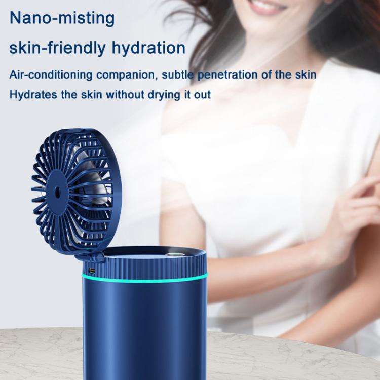 F98 Spray Cooling Desktop Small Fan Bedroom Office Portable Humidifier With Colored Lights, Color: Plug-in (Blue) - Electric Fans by buy2fix | Online Shopping UK | buy2fix