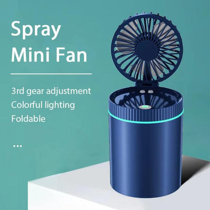 F98 Spray Cooling Desktop Small Fan Bedroom Office Portable Humidifier With Colored Lights, Color: Plug-in (Blue) - Electric Fans by buy2fix | Online Shopping UK | buy2fix