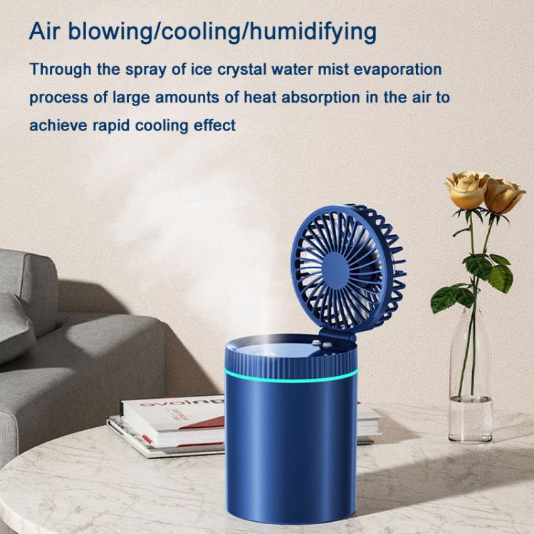 F98 Spray Cooling Desktop Small Fan Bedroom Office Portable Humidifier With Colored Lights, Color: Plug-in (Blue) - Electric Fans by buy2fix | Online Shopping UK | buy2fix