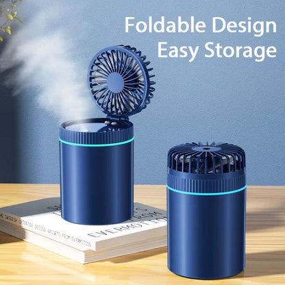 F98 Spray Cooling Desktop Small Fan Bedroom Office Portable Humidifier With Colored Lights, Color: Plug-in (Blue) - Electric Fans by buy2fix | Online Shopping UK | buy2fix