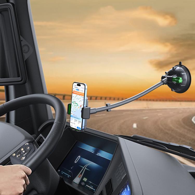 Extended Bendable Hose Car Phone Holder Windshield Dashboard Large Suction Cup Navigation Bracket(Green) - Universal Car Holders by buy2fix | Online Shopping UK | buy2fix