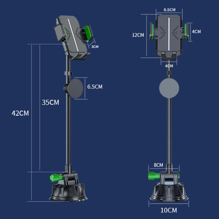 Extended Bendable Hose Car Phone Holder Windshield Dashboard Large Suction Cup Navigation Bracket(Green) - Universal Car Holders by buy2fix | Online Shopping UK | buy2fix