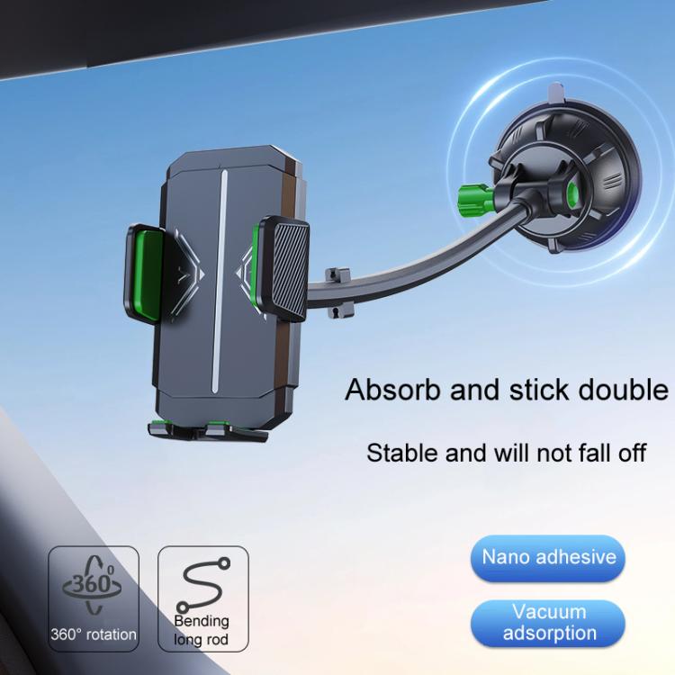 Extended Bendable Hose Car Phone Holder Windshield Dashboard Large Suction Cup Navigation Bracket(Gray) - Universal Car Holders by buy2fix | Online Shopping UK | buy2fix