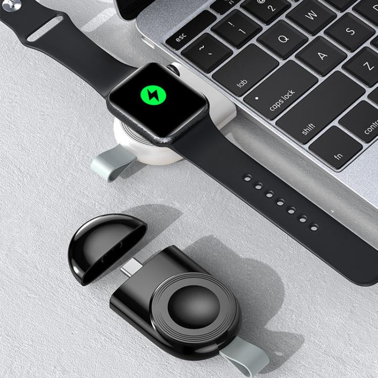 For Apple Watch 1/2/3/4/5/6/7/8/9/10/SE Portable Magnetic Wireless Charger Type-C Smart Wireless Charger(White) - Charger / Holder by buy2fix | Online Shopping UK | buy2fix