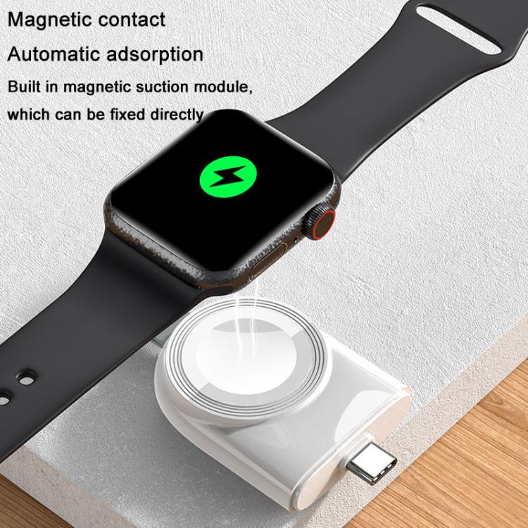 For Apple Watch 1/2/3/4/5/6/7/8/9/10/SE Portable Magnetic Wireless Charger Type-C Smart Wireless Charger(Black) - Charger / Holder by buy2fix | Online Shopping UK | buy2fix