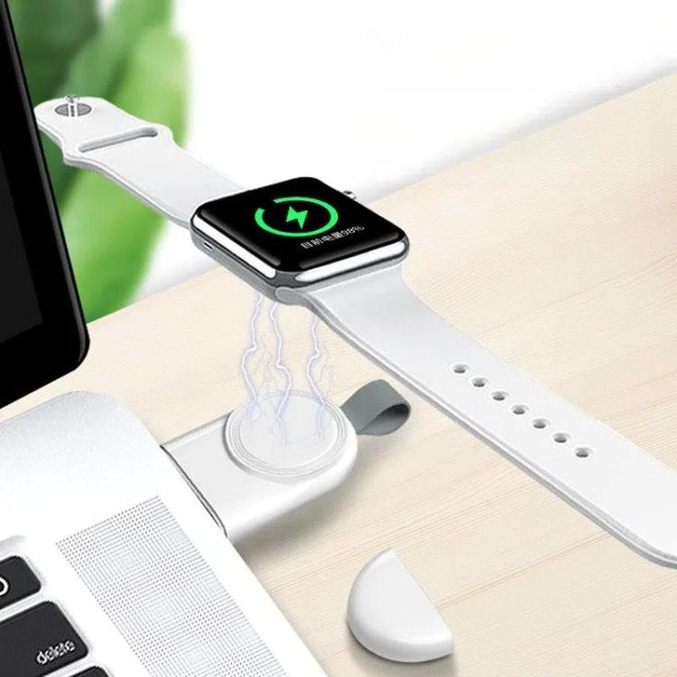 For Apple Watch 1/2/3/4/5/6/7/8/9/10/SE Portable USB Magnetic Wireless Charger(White) - Charger / Holder by buy2fix | Online Shopping UK | buy2fix