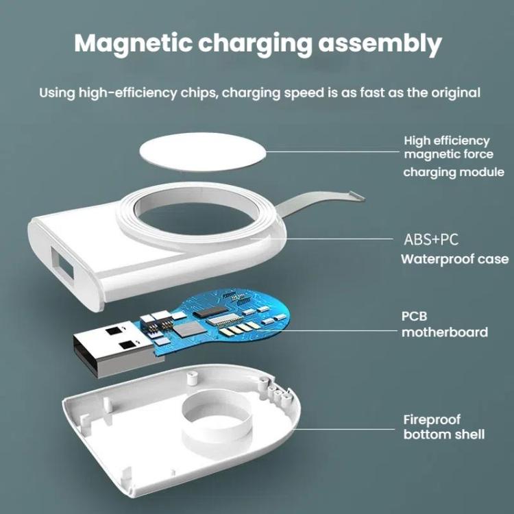 For Apple Watch 1/2/3/4/5/6/7/8/9/10/SE Portable USB Magnetic Wireless Charger(White) - Charger / Holder by buy2fix | Online Shopping UK | buy2fix