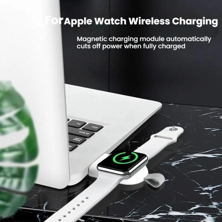 For Apple Watch 1/2/3/4/5/6/7/8/9/10/SE Portable USB Magnetic Wireless Charger(White) - Charger / Holder by buy2fix | Online Shopping UK | buy2fix