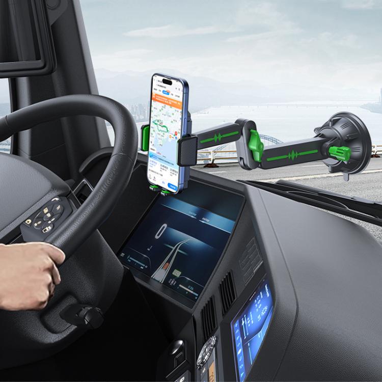 Extended Car Mechanical Arm Telescopic Cell Phone Holder Car Windshield Dashboard Large Suction Cup Navigation Mount(Gray) - Universal Car Holders by buy2fix | Online Shopping UK | buy2fix