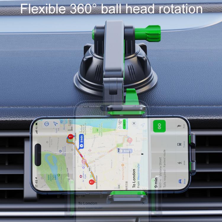 Extended Car Mechanical Arm Telescopic Cell Phone Holder Car Windshield Dashboard Large Suction Cup Navigation Mount(Green) - Universal Car Holders by buy2fix | Online Shopping UK | buy2fix