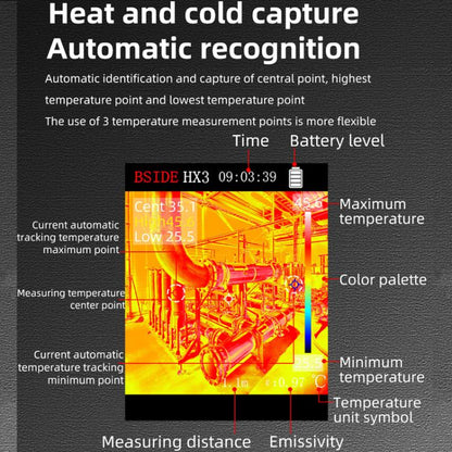 BSIDE HX3 Handheld Infrared Thermal Imager Power Non-Contact Thermometer - Thermostat & Thermometer by BSIDE | Online Shopping UK | buy2fix