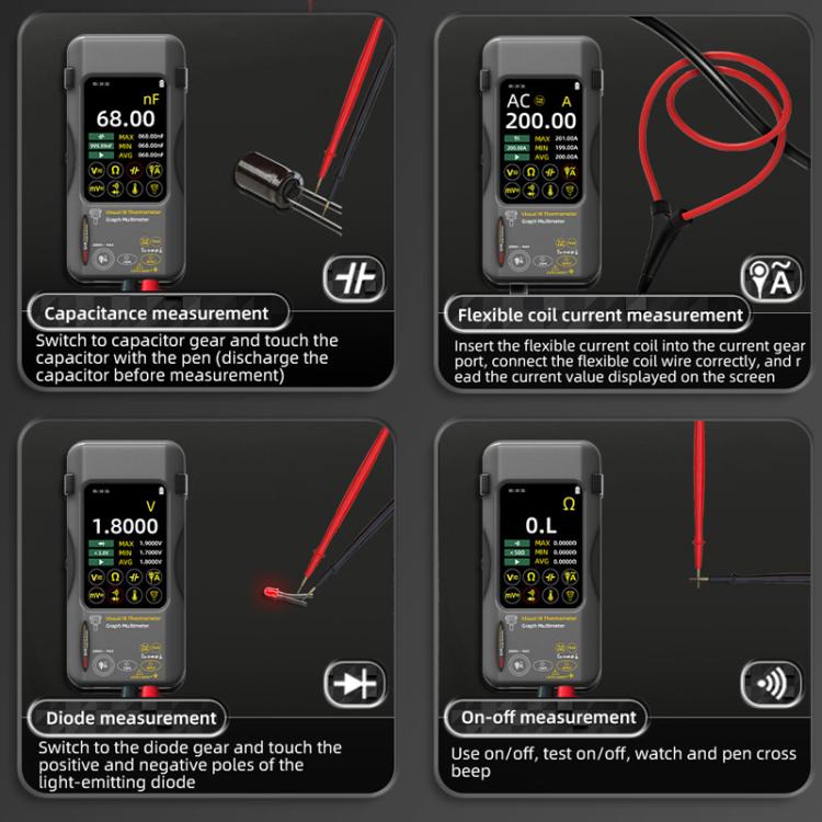 BSIDE SH7 Standard+Flexible Coil Thermal Imager Multimeter Handheld Touch Screen High Accuracy Thermometer - Thermostat & Thermometer by BSIDE | Online Shopping UK | buy2fix