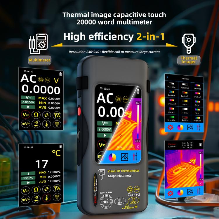 BSIDE SH7 Standard Thermal Imager Multimeter Handheld Touch Screen High Accuracy Thermometer - Thermostat & Thermometer by BSIDE | Online Shopping UK | buy2fix