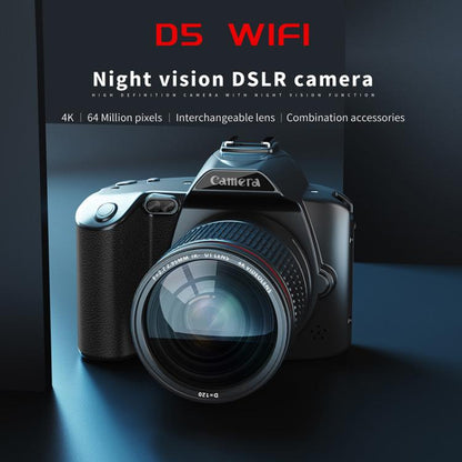 D5 HD WiFi Digital Camera 64MP Dual Camera Night Vision Photography Video DV Standard+Handheld Bracket - Video Cameras by buy2fix | Online Shopping UK | buy2fix