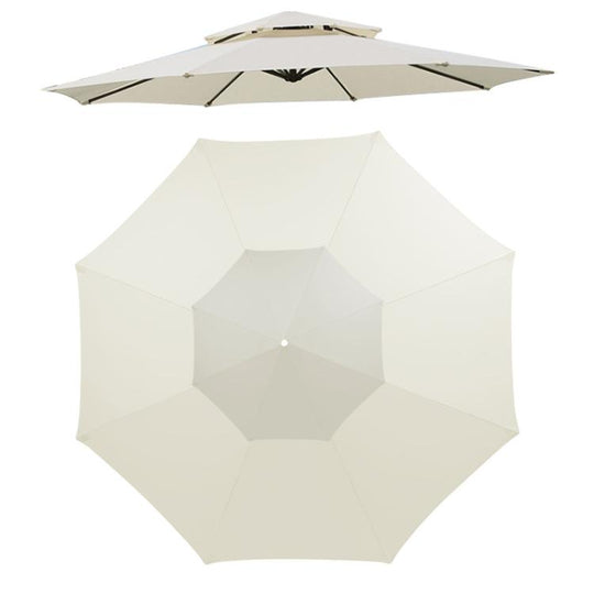 2.7 Meters 8-Rib Replacement Canopy For Outdoor Patio Umbrella Double Top Waterproof Sunshade Fabric(Beige)