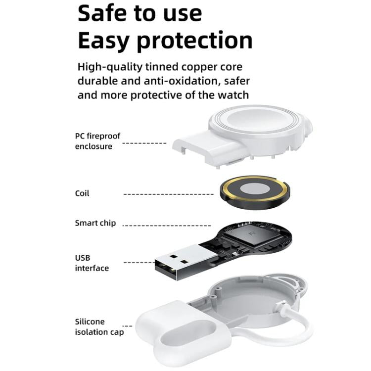 For Apple Watch 1/2/3/4/5/6/7/8/9/10/SE Magnetic Wireless Charger Mini Portable Smart Charger(Black) - Charger / Holder by buy2fix | Online Shopping UK | buy2fix