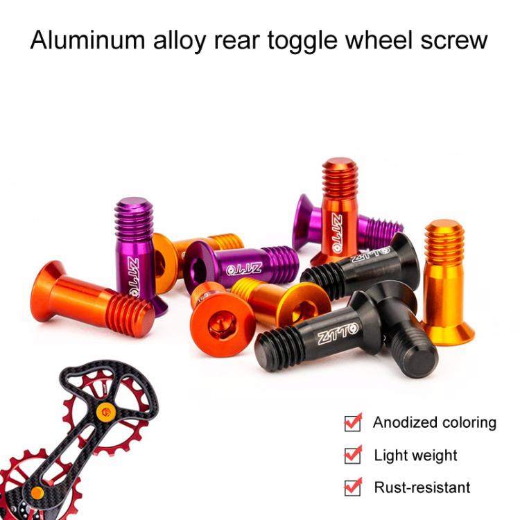 2pcs ZTTO Bicycle Rear Derailleur Sprocket Screws M5 Modified Road Mountain Derailleur Guide Wheel(Orange) - Screws by ZTTO | Online Shopping UK | buy2fix