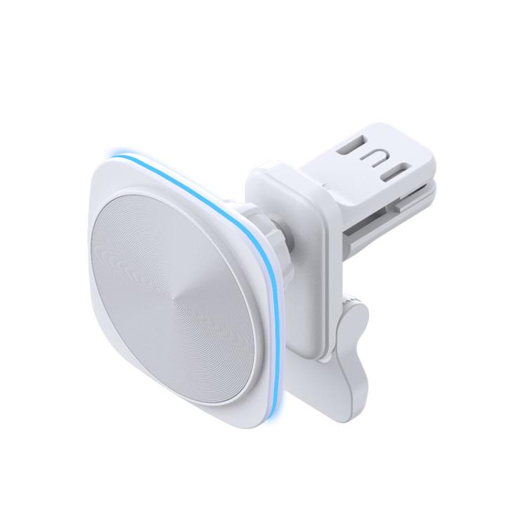 For IPhone 12-16 Cell Phone Car Magnetic Wireless Charger Car Air Vent Holder Fast Charger Blue Light (White) - Wireless Charger Holders by buy2fix | Online Shopping UK | buy2fix