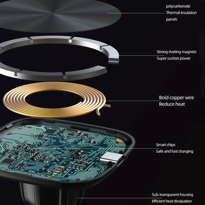 For IPhone 12-16 Cell Phone Car Magnetic Wireless Charger Car Air Vent Holder Fast Charger RGB Light (Black) - Wireless Charger Holders by buy2fix | Online Shopping UK | buy2fix