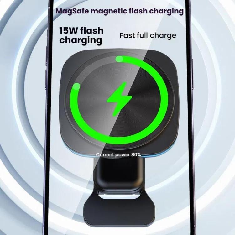 For IPhone 12-16 Cell Phone Car Magnetic Wireless Charger Car Air Vent Holder Fast Charger RGB Light (Black) - Wireless Charger Holders by buy2fix | Online Shopping UK | buy2fix