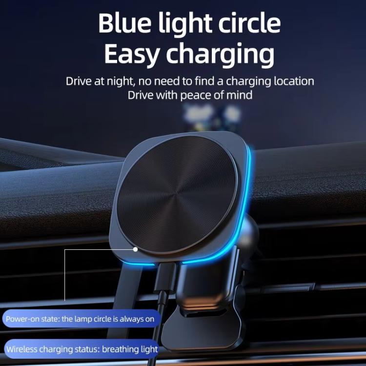 For IPhone 12-16 Cell Phone Car Magnetic Wireless Charger Car Air Vent Holder Fast Charger Blue Light (White) - Wireless Charger Holders by buy2fix | Online Shopping UK | buy2fix