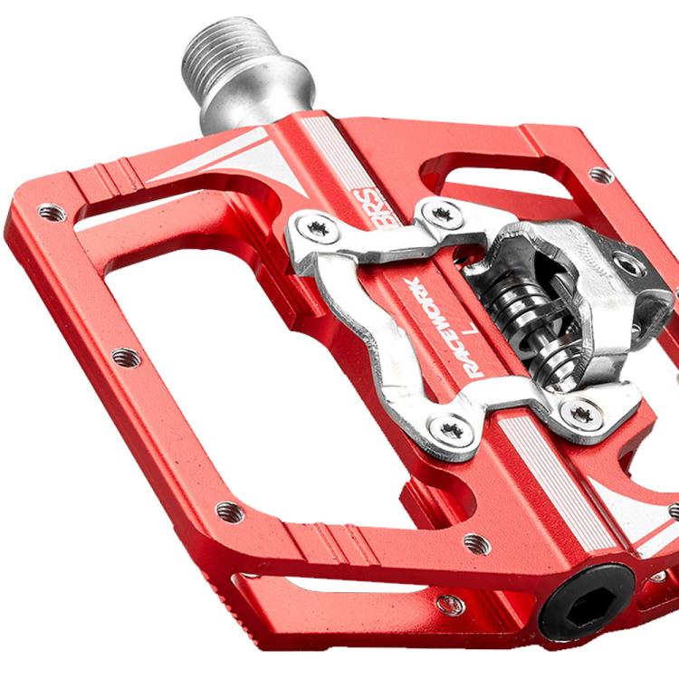RACEWORK M215 Bicycle Lock Pedal To Flat Pedal Aluminum Alloy SPD Clipless Pedal(Red) - Pedals by RACEWORK | Online Shopping UK | buy2fix