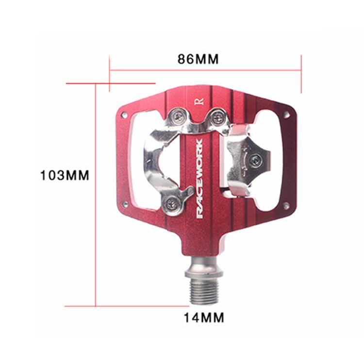 RACEWORK RK213 1pair Mountain Bike SPD + Flat Pedal Self-locking Dual-purpose Pedal(Red) - Pedals by RACEWORK | Online Shopping UK | buy2fix