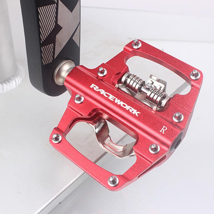 RACEWORK RK213 1pair Mountain Bike SPD + Flat Pedal Self-locking Dual-purpose Pedal(Silver) - Pedals by RACEWORK | Online Shopping UK | buy2fix