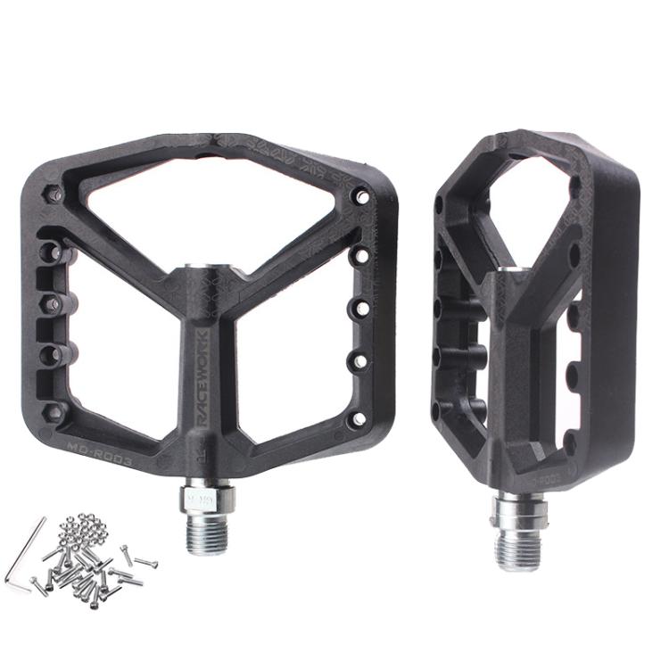 RACEWORK RK579 1pair Bicycle Wide Anti-slip Bearing Pedal Nylon Pedal(Black) - Pedals by RACEWORK | Online Shopping UK | buy2fix