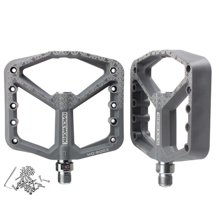RACEWORK RK579 1pair Bicycle Wide Anti-slip Bearing Pedal Nylon Pedal(Gray) - Pedals by RACEWORK | Online Shopping UK | buy2fix