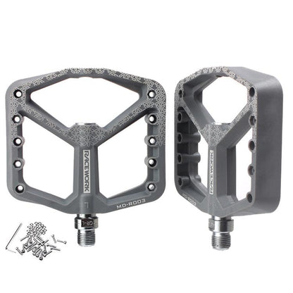 RACEWORK RK579 1pair Bicycle Wide Anti-slip Bearing Pedal Nylon Pedal(Gray) - Pedals by RACEWORK | Online Shopping UK | buy2fix